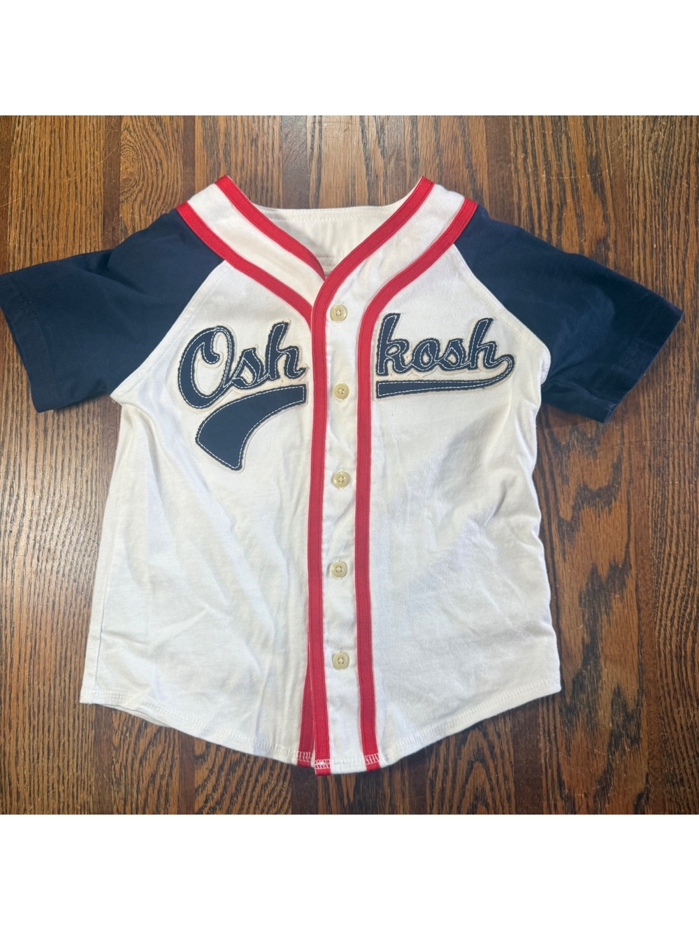 OshKosh B'gosh Toddler Boys Baseball Jersey Short Sleeve Button Up Cotton 4T